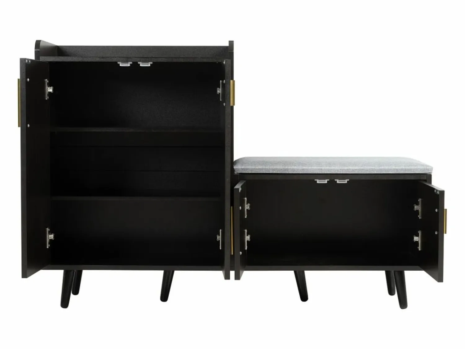 Banco zapatero moderno con 4 puertas y cojín - patas y tiradores de metal - color - 120 x 34 x 82 cm Zapatero|Mueble De Almacenaje