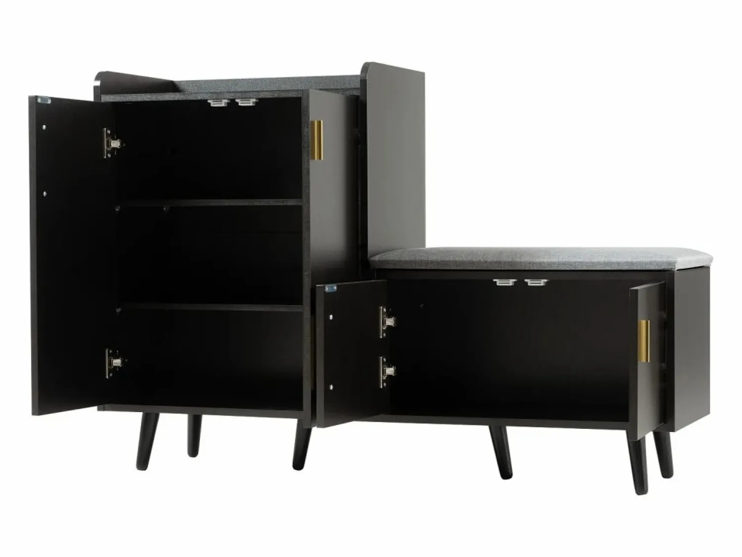 Banco zapatero moderno con 4 puertas y cojín - patas y tiradores de metal - color - 120 x 34 x 82 cm Zapatero|Mueble De Almacenaje