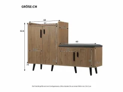 Hot Banco zapatero moderno con 4 puertas y cojín - patas y tiradores de metal - color natural - 120 x 34 x 82 cm Zapatero|Mueble De Almacenaje