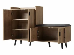 Hot Banco zapatero moderno con 4 puertas y cojín - patas y tiradores de metal - color natural - 120 x 34 x 82 cm Zapatero|Mueble De Almacenaje