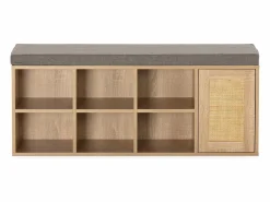 Banco zapatero Rafael Color Roble 6 Huecos y 1 Puerta Zapatero|Mueble De Almacenaje