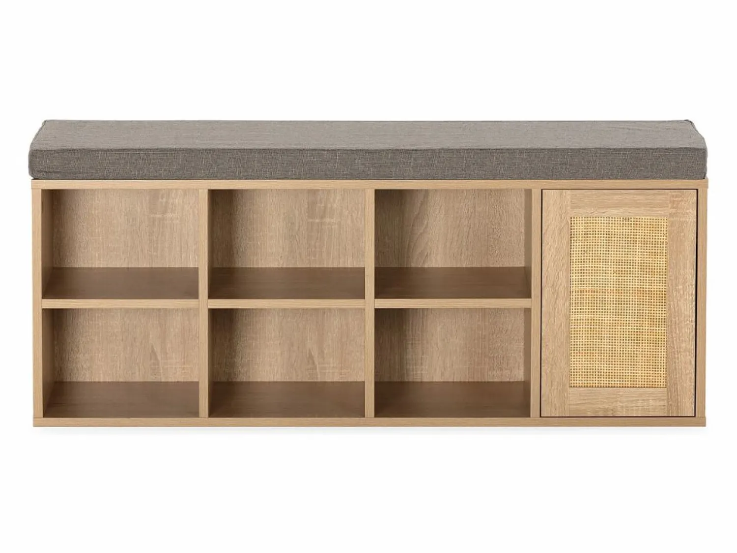 Banco zapatero Rafael Color Roble 6 Huecos y 1 Puerta Zapatero|Mueble De Almacenaje