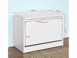 Best Banco Zapatero, Taburete, Puff Caja, Banco, Estantería para Zapatos, Chifonier FSR16-W ES Zapatero|Mueble De Almacenaje