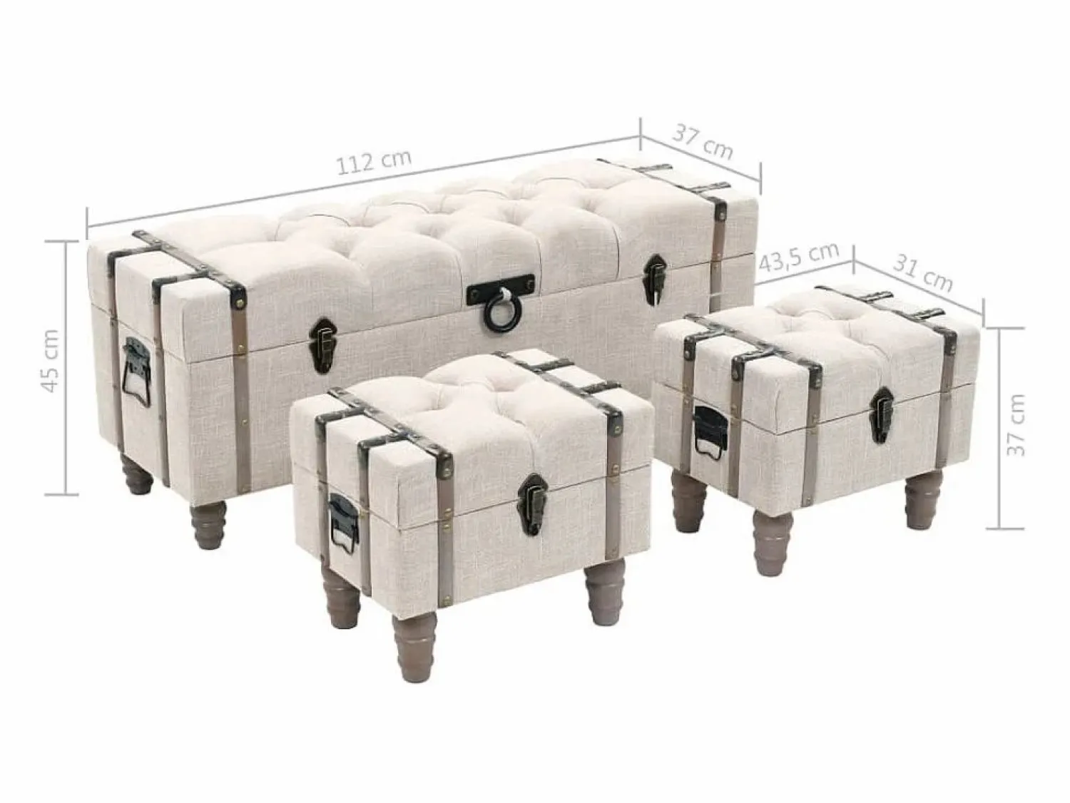 Sale Bancos de almacenamiento 3 piezas madera y acero 112x37x45 cm Banco Y Pie De Cama|Banco Y Pie De Cama