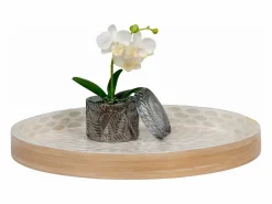 Outlet House Nordic Bandeja bambú y 40 x 40x 35 cm Beige