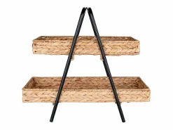 Sale Bandeja de jacinto de agua y metal en y madera 42 x 23 x 43.5 cm Presentación Y Servicio