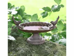 Best ESSCHERT DESIGN Bandeja de semillas de hierro fundido con pájaros decorativos Marru00f3n
