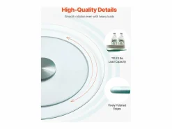 Sale Bandeja Giratoria Redonda SucceBuy para Mesa, 51 cm, Bandeja de Servicio Giratoria 360°, Centro de Mesa de Comedor de Vidrio Templado , para Banquetes Transparente