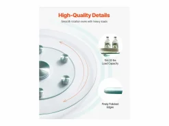 Bandeja Giratoria Redonda SucceBuy para Mesa, 61 cm, Bandeja de Servicio Giratoria 360°, Centro de Mesa de Comedor de Vidrio Templado con 6 Ruedas, para Banquetes
