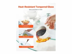 Bandeja Giratoria Redonda SucceBuy para Mesa, 61 cm, Bandeja de Servicio Giratoria 360°, Centro de Mesa de Comedor de Vidrio Templado con 6 Ruedas, para Banquetes