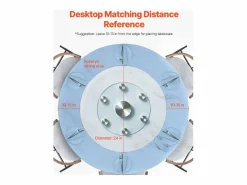 Bandeja Giratoria Redonda SucceBuy para Mesa, 61 cm, Bandeja de Servicio Giratoria 360°, Centro de Mesa de Comedor de Vidrio Templado con 6 Ruedas, para Banquetes