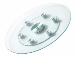 Bandeja Giratoria Redonda SucceBuy para Mesa, 61 cm, Bandeja de Servicio Giratoria 360°, Centro de Mesa de Comedor de Vidrio Templado con 6 Ruedas, para Banquetes