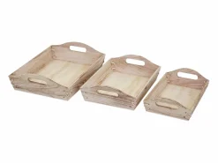Outlet Bandeja -C50 Shabby look (juego de 3), marrón natural Presentación Y Servicio