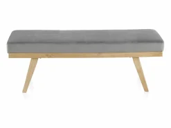 Outlet Banqueta tapizada con tejido aterciopelado con patas madera Gris