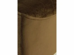 Banqueta tapizada con tejido aterciopelado marron con patas doradas