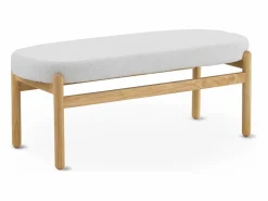 Best Banqueta tapizada en boucle con estructura y patas en pino Blanco