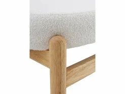 Best Banqueta tapizada en boucle con estructura y patas en pino Blanco