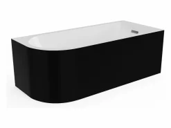 Shower & Design Baño de esquina ovalado de acrílico, 201L, 150 x 75 x 58 cm, ángulo recto, ANIKA