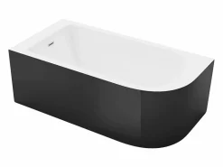Outlet Baño de esquina ovalado de acrílico, 201L, 150 x 75 x 58 cm, esquina izquierda, ANIKA Bañera Rinconera