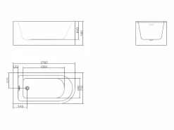 Outlet Baño de esquina ovalado de acrílico, 201L, 150 x 75 x 58 cm, esquina izquierda, ANIKA Bañera Rinconera