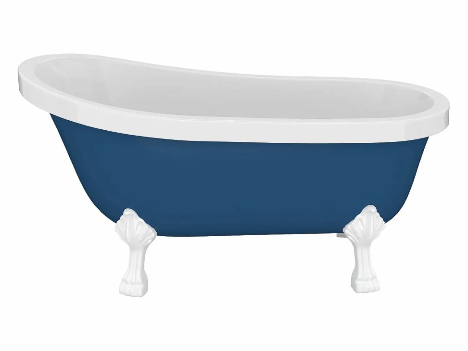 Best Baño independiente con patas de león blancas - 200 L - 145 x 74 x 77 cm - - NISOS II Bañera Con Patas|Bañera Semi Exenta