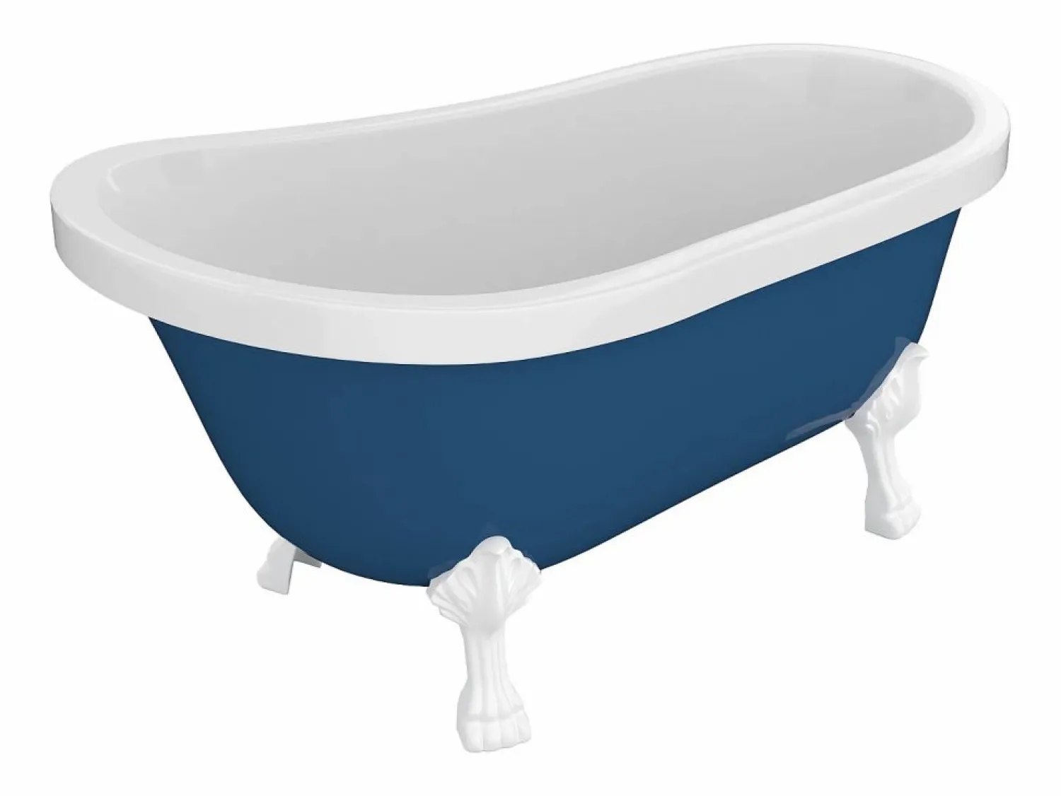 Best Baño independiente con patas de león blancas - 200 L - 145 x 74 x 77 cm - - NISOS II Bañera Con Patas|Bañera Semi Exenta