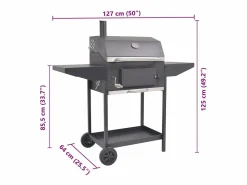vidaxl Barbacoa Ahumador al carbón con estante inferior