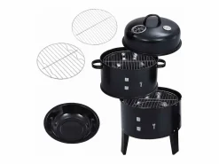 Clearance vidaxl Barbacoa ahumador de carbón 3 en 1 40x80 cm Negro