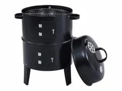 Clearance vidaxl Barbacoa ahumador de carbón 3 en 1 40x80 cm Negro