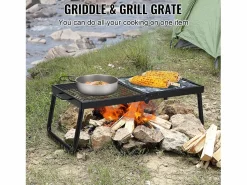 Barbacoa de Campo Plegable SucceBuy, Barbacoa Portátil en Acero de 57 cm para Camping y Picnic en el Aire Libre