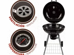 Online Barbacoa de carbón Aktive con tapa+ruedas Ø57x86 cm Barbacoa