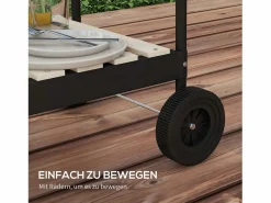 Best Barbacoa de carbón con ahumador, parrilla regulable, estante de madera, carro móvil de acero (103x47x95cm) Barbacoa