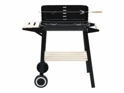 vidaxl Barbacoa de carbón con ruedas Negro