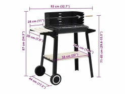 vidaxl Barbacoa de carbón con ruedas Negro