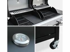 Barbacoa de gas 2 en 1, 3 quemadores con 1 fuego lateral Barbacoa