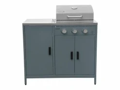 Clearance Barbacoa de gas con 3 quemadores, 3 puertas y termómetro gris Barbacoa