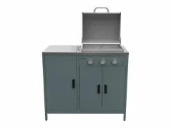 Clearance Barbacoa de gas con 3 quemadores, 3 puertas y termómetro gris Barbacoa