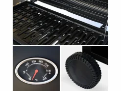 Clearance Barbacoa de gas con 6 quemadores + 1 quemador lateral con ruedas, Negro