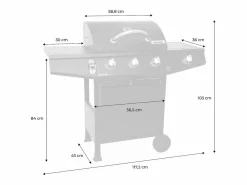 Best Barbacoa de gas con 3 quemadores y 1 quemador lateral Barbacoa