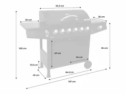 Barbacoa de gas de 7 quemadores con 1 quemador lateral Barbacoa