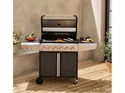 Sweeek Barbacoa de gas de 7 quemadores con 1 quemador lateral Negro