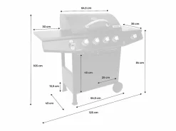 Hot Barbacoa de gas de 5 quemadores con 1 quemador lateral Barbacoa
