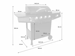 Hot Barbacoa de gas de 5 quemadores con 1 quemador lateral Barbacoa