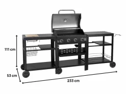 Hot Barbacoa de gas para cocina exterior - 12 kW - 4 fuegos - Barbacoa