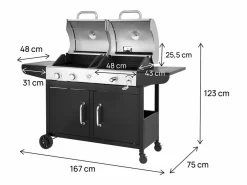 Barbacoa de gas y carbón "Western" 2 en 1 - Negra Barbacoa