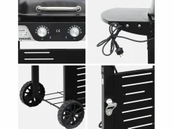 Sweeek Barbacoa eléctrica de 2 quemadores, acero esmaltado