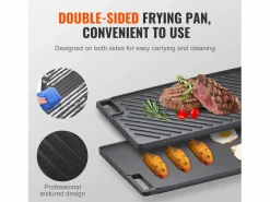 Barbacoa Placa SucceBuy, 25 x 42 cm, Parrilla de Cocción Reversible en Hierro Fundido para Barbacoa Plancha Cocina|Pequeño Electrodoméstico