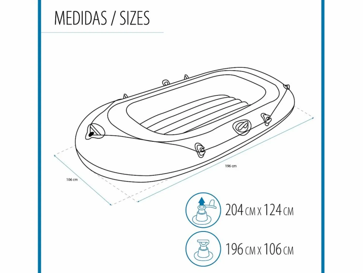Discount Barca Hinchable para 1 Adulto y 1 Niño Kondor Elite 2000 Raft 196x106x31 cm con Asas y Suelo Hinchable Deportes Náuticos