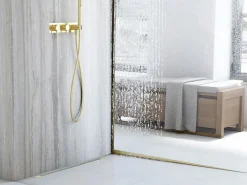 New Rea Barra De Caída Del Plato De Ducha 120Cm Right Brush Gold Dorado
