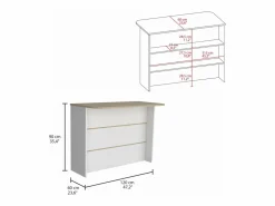 Discount TuHome Barra de Cocina Fendi en melamina con tres estantes , 90 X 120 X 60 cm , Blanco / Miel Multicolor